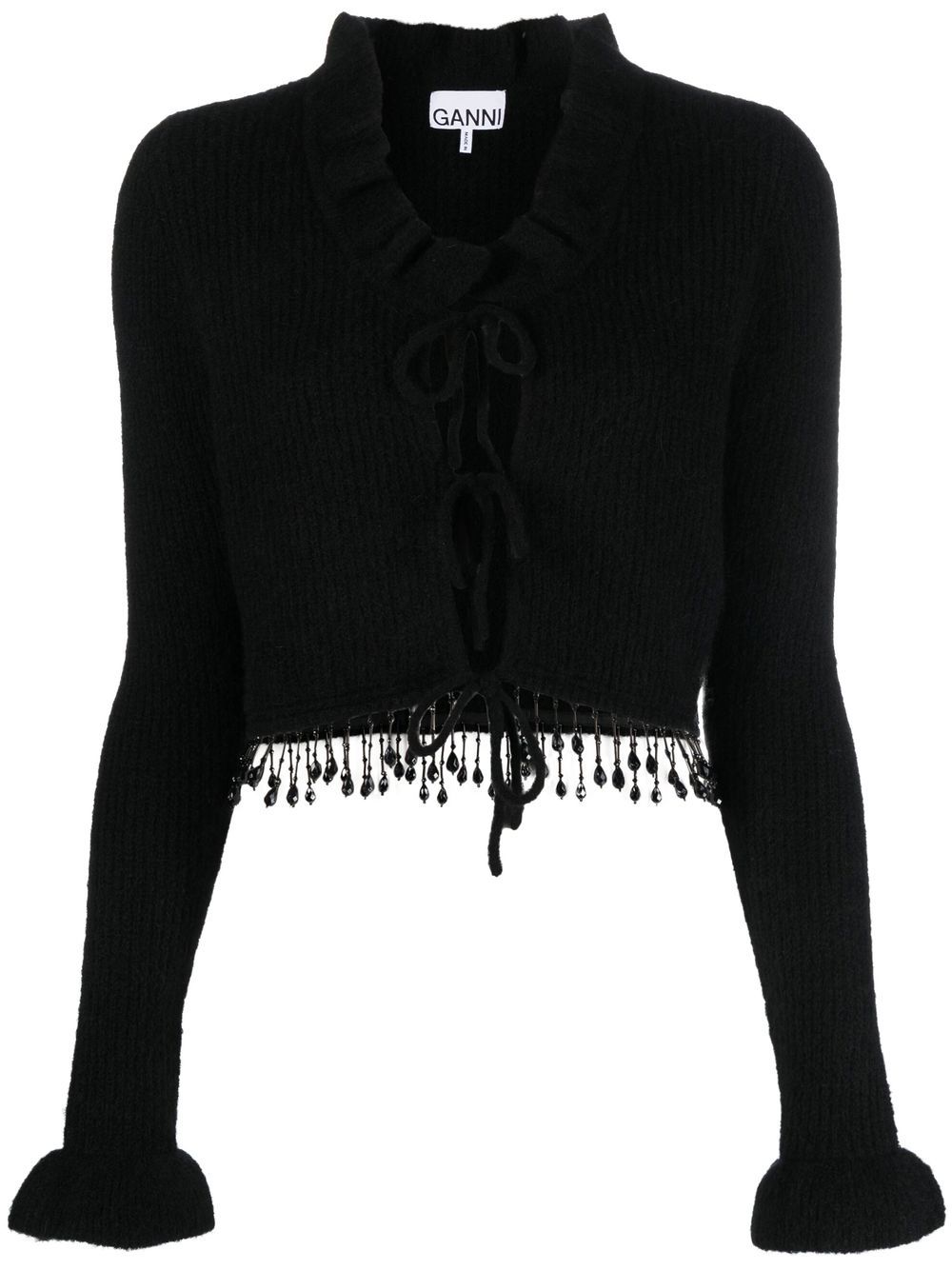 Beaded fringe knitted cardigan - Black