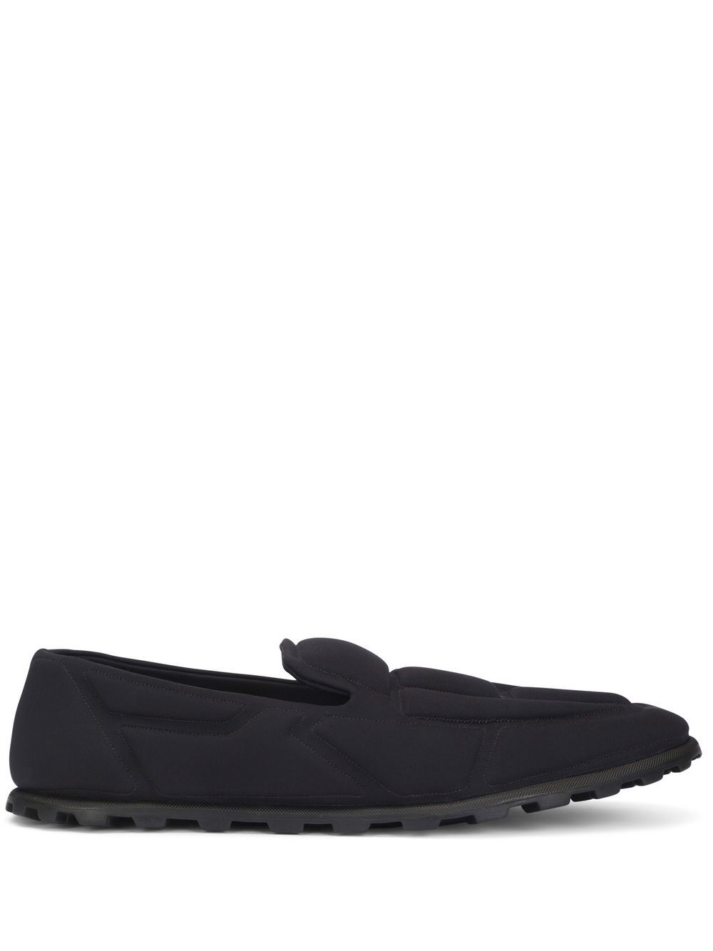 Quilted-finish round toe slippers - Black