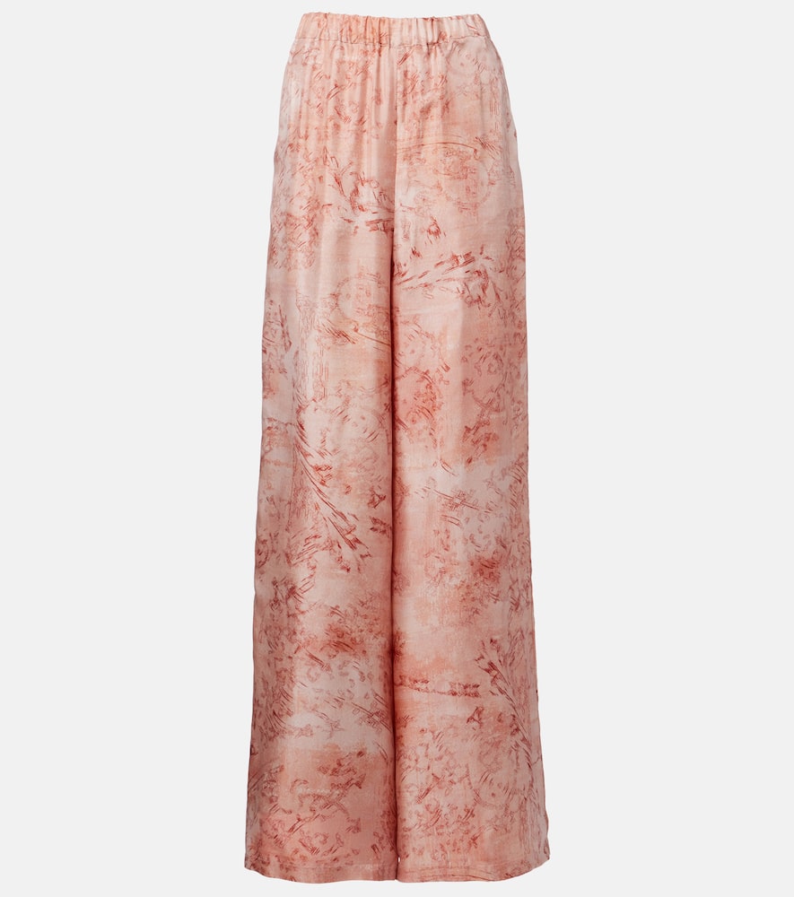 Zirlo printed silk twill wide-leg pants