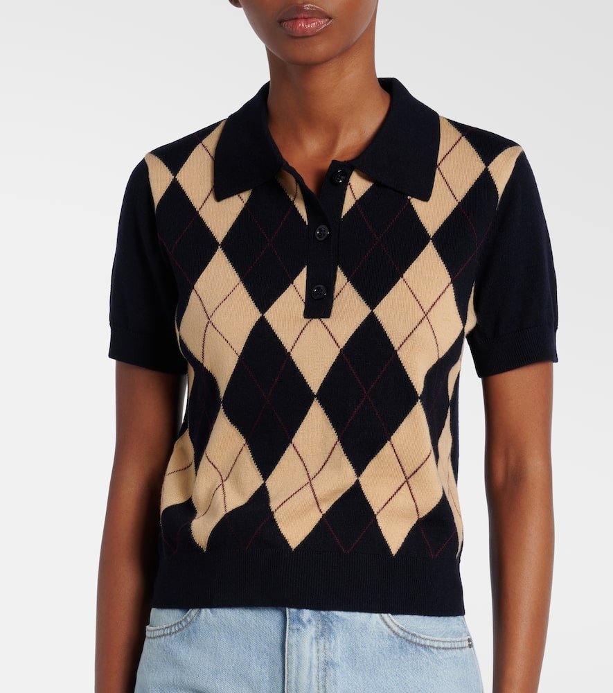 Argyle wool polo shirt