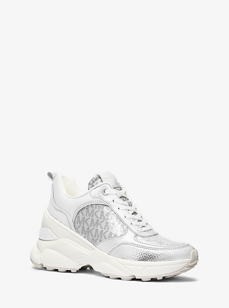 Katrina Sequined Mixed-Media Trainer