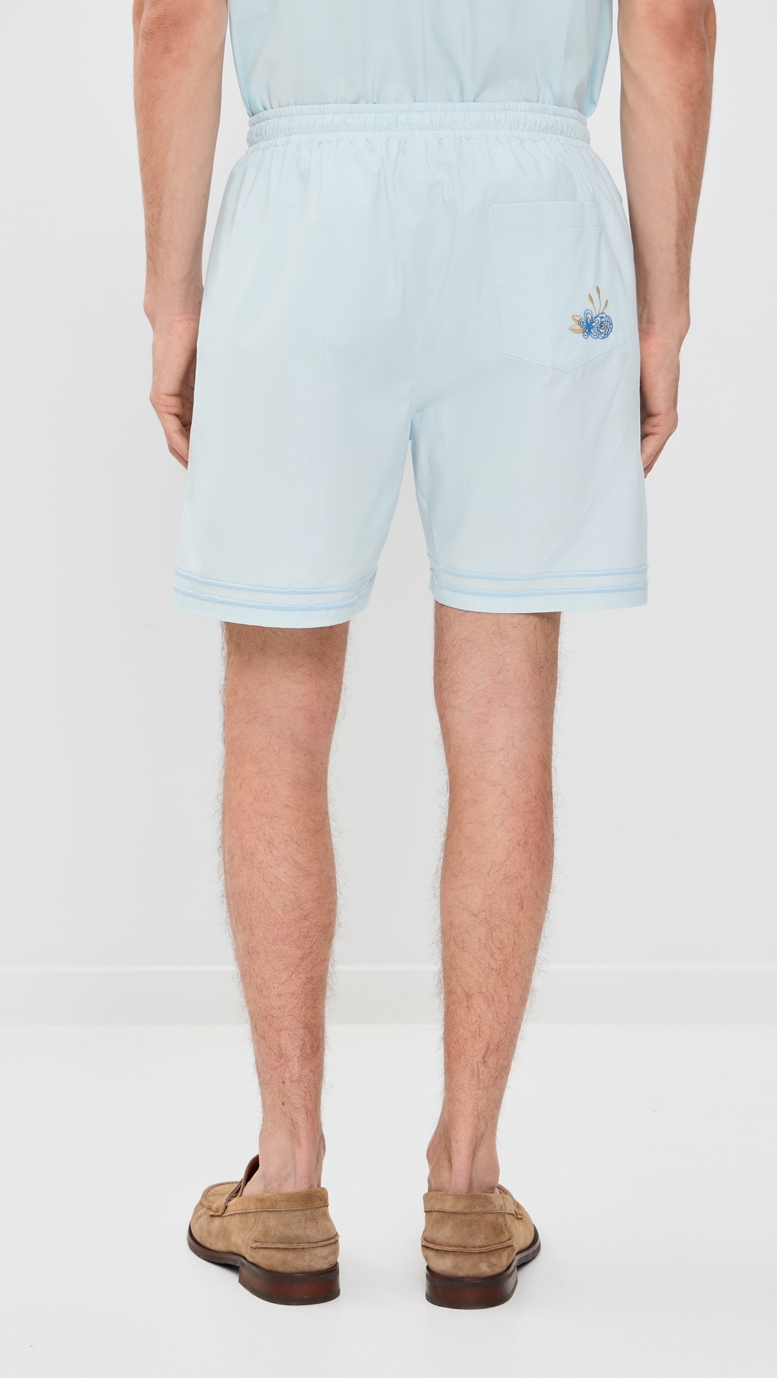Samet Embroidered Linen Shorts Blue