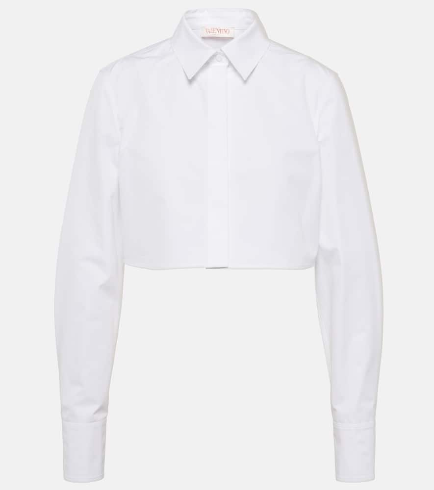 Cropped cotton poplin shirt