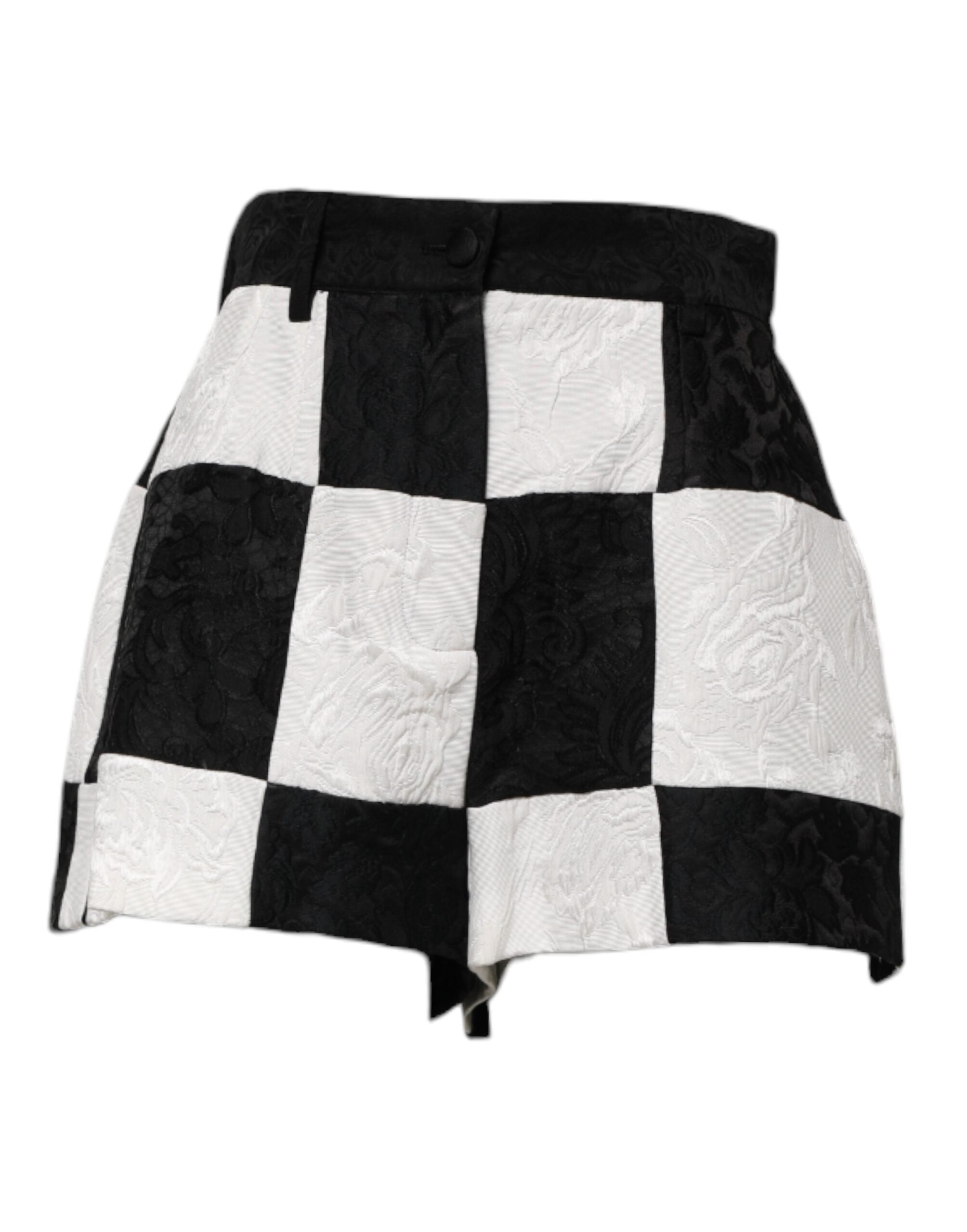 Floral Brocade Shorts — Black