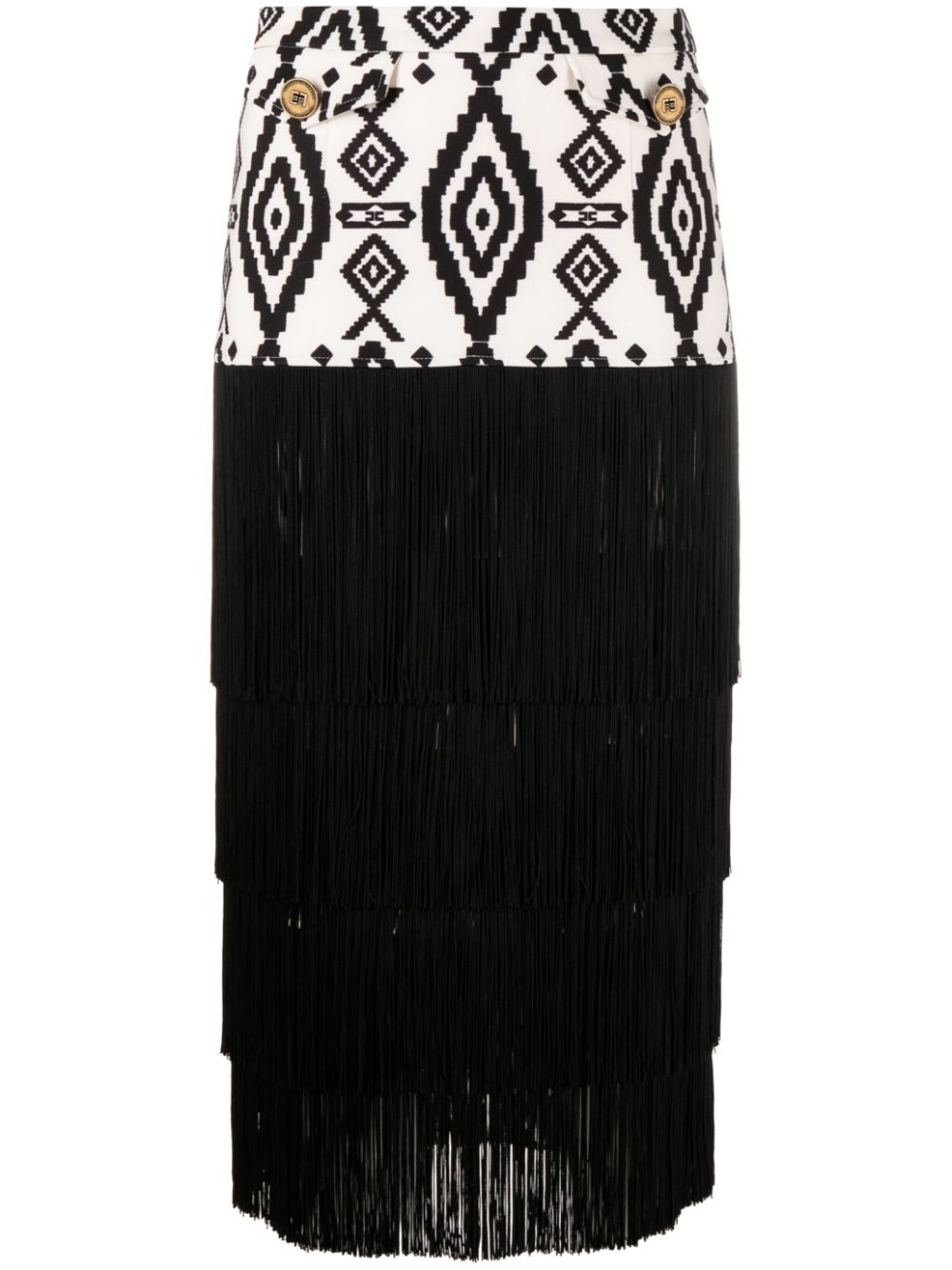 Printed fringed midi skirt - Neutrals