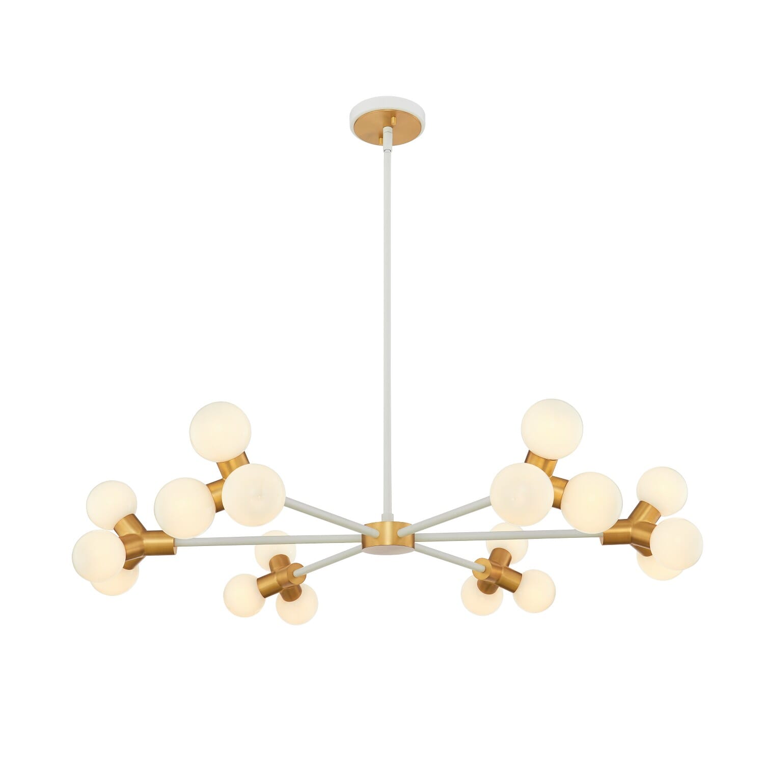 White and New Brass LED Chandelier from the Tres Collection