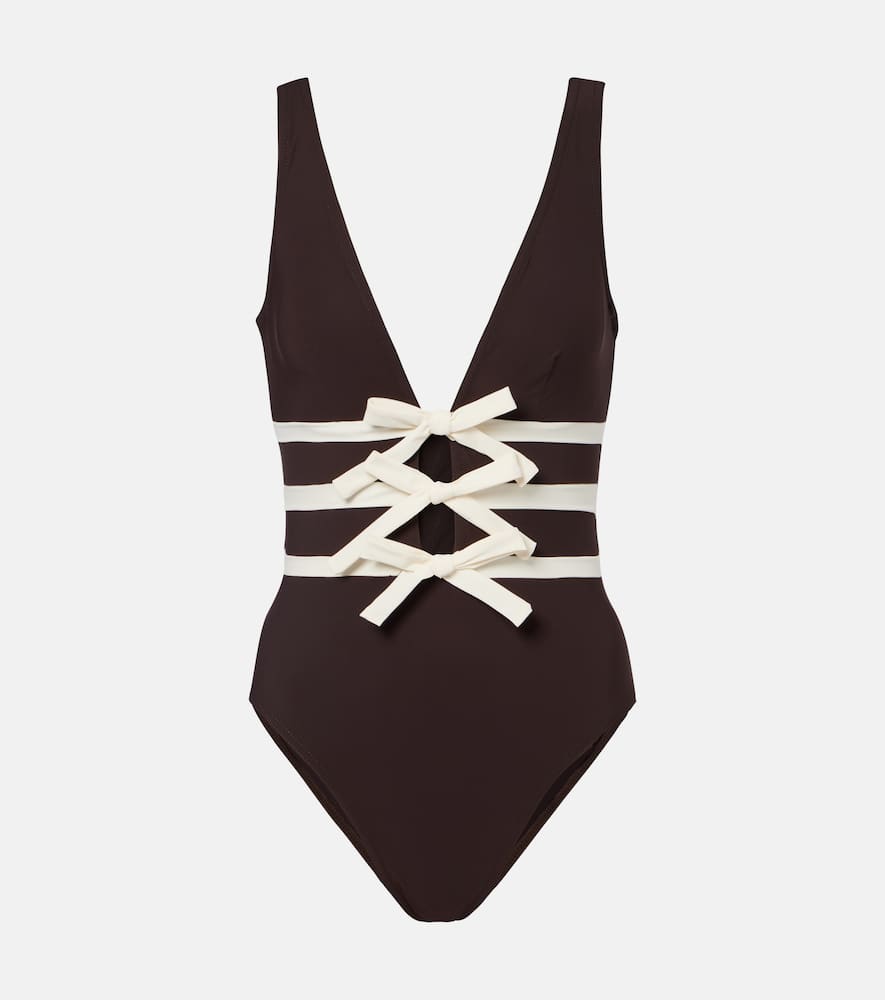 Lenora bow-detail swimsuit