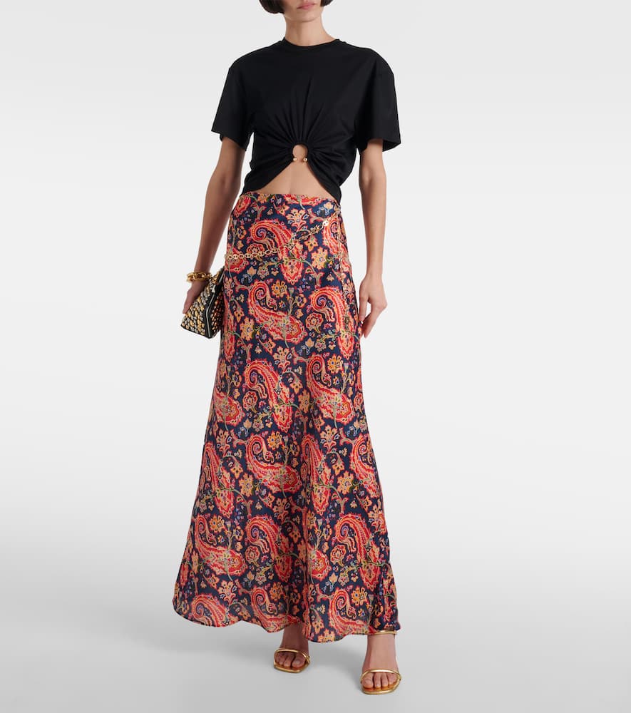 Paisley satin maxi skirt