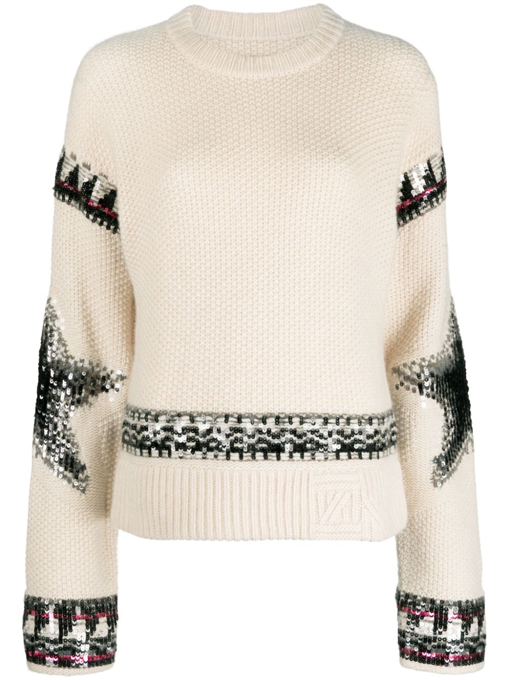 Sequin-embellished cashmere jumper - Neutrals