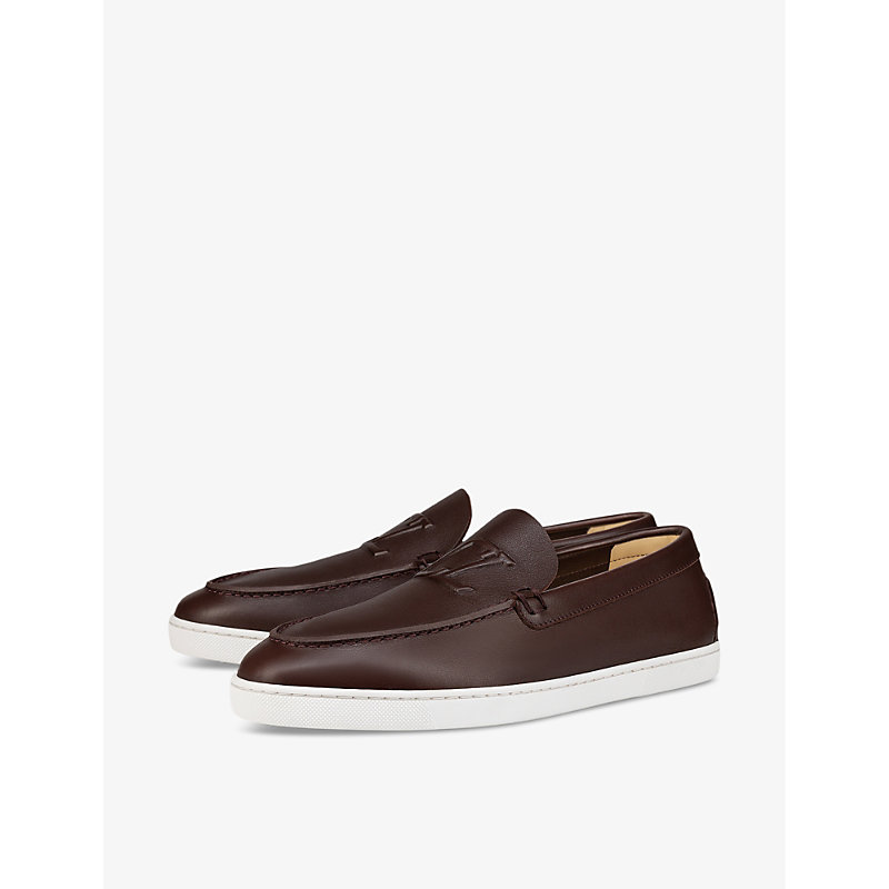 Mens Expresso Varsiboat Logo-embossed Leather Boat Shoes