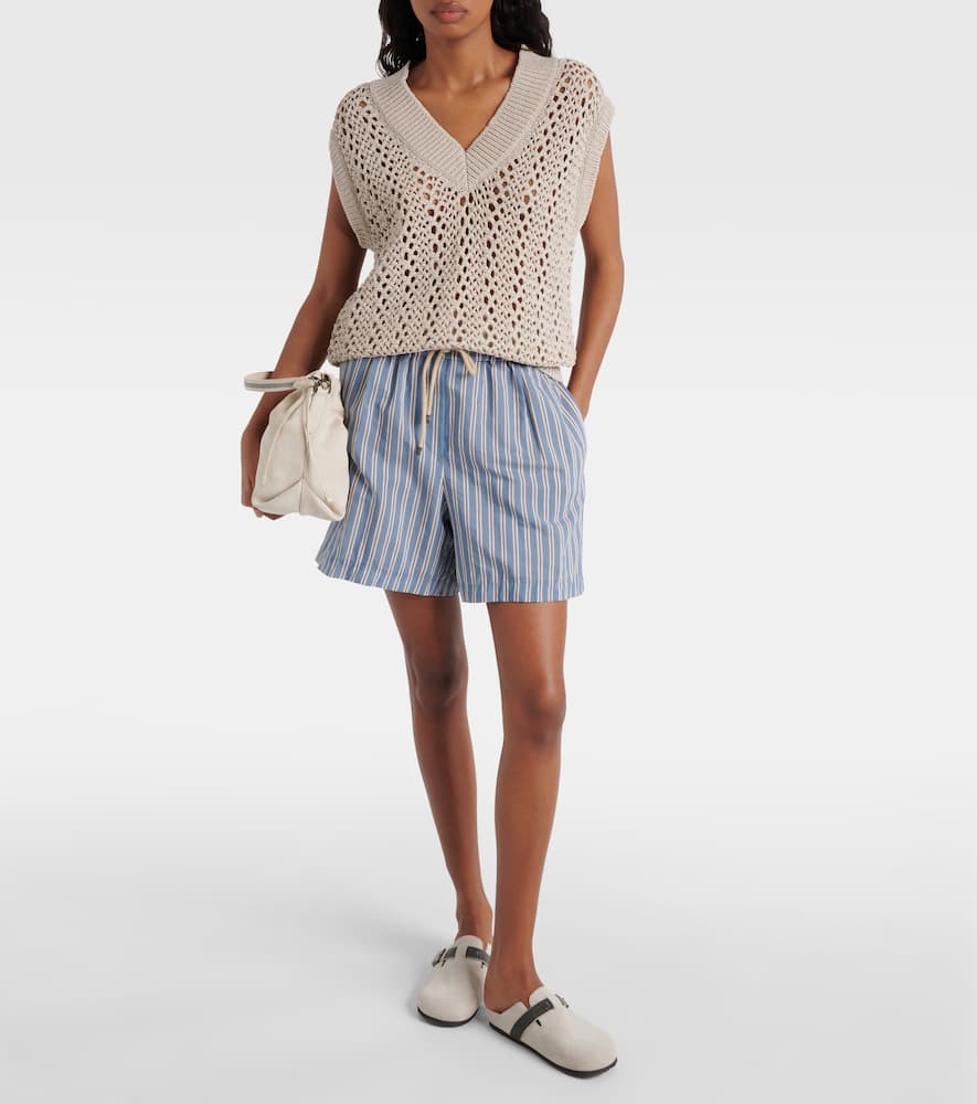 Open-knit cotton-blend sweater vest