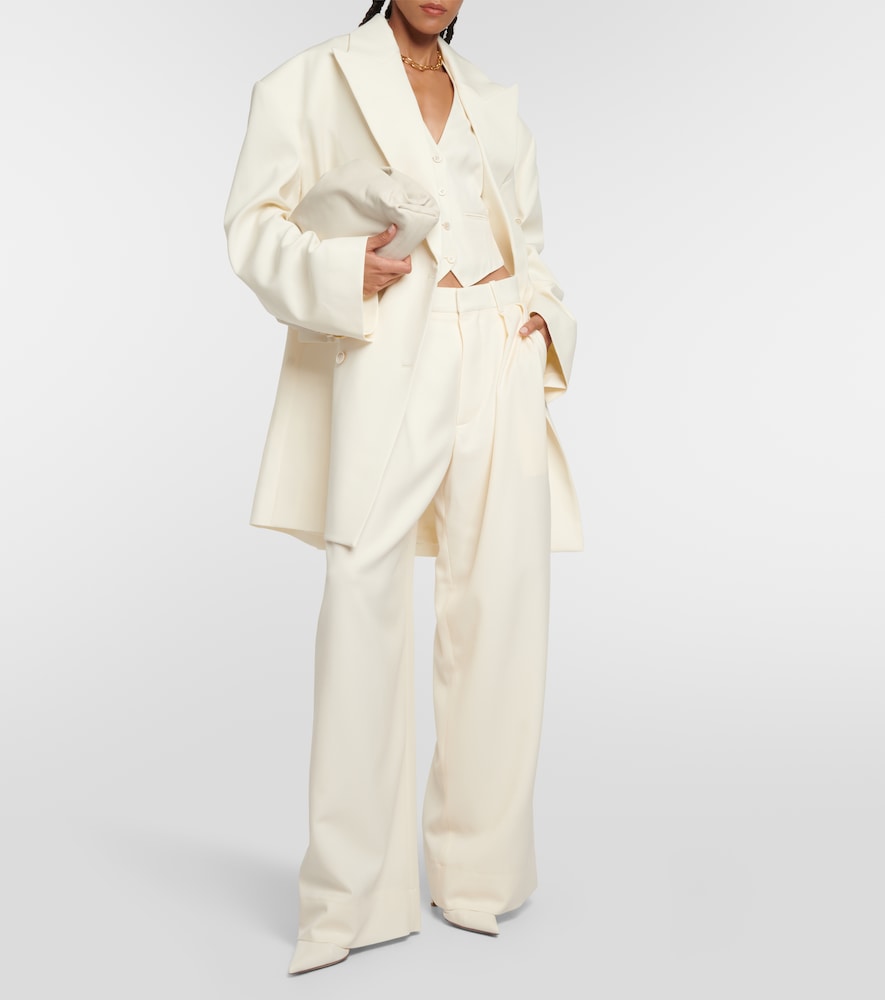 Low-rise wide-leg wool pants