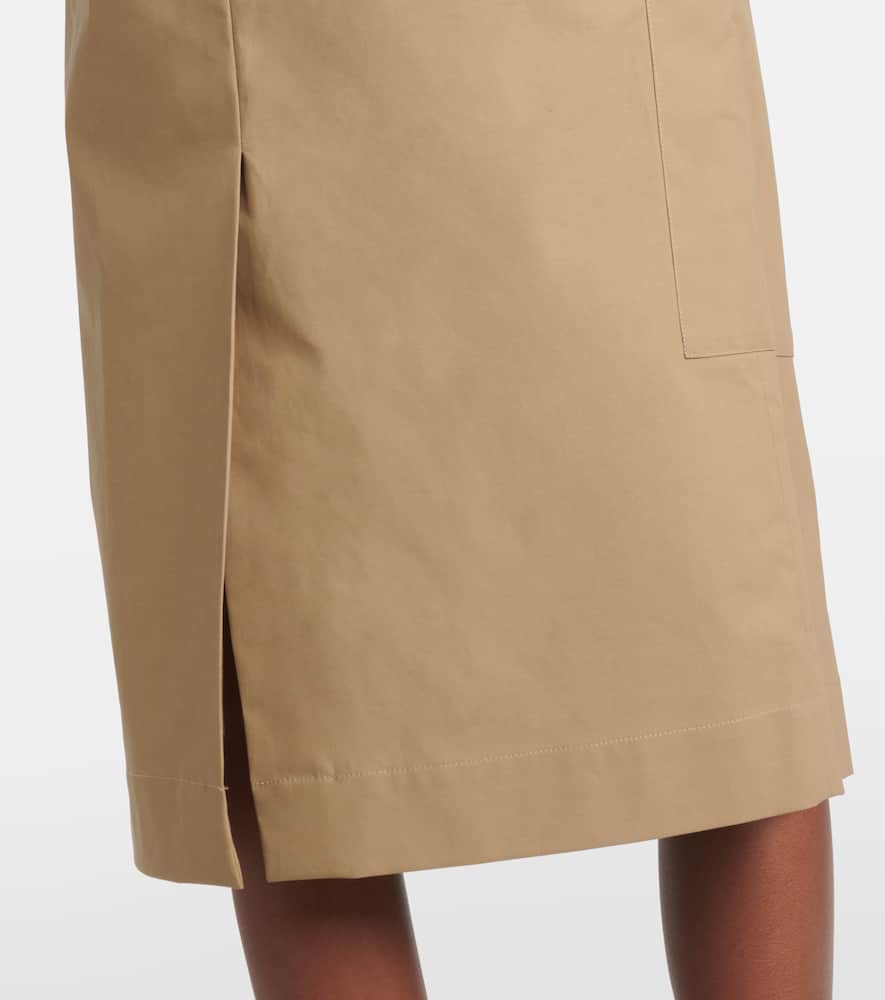 Tie-detail coated cotton midi skirt