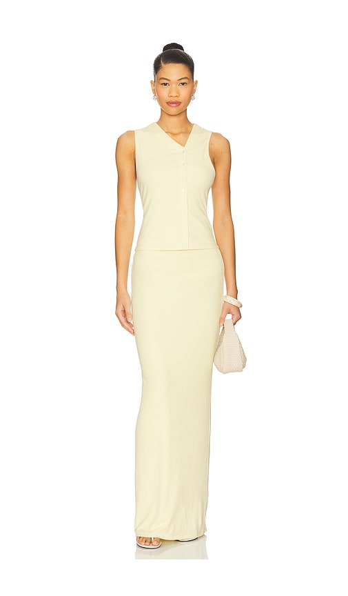 ALL THE WAYS Iris Maxi Skirt Set in Lemon.  XS. Also in L, M, S