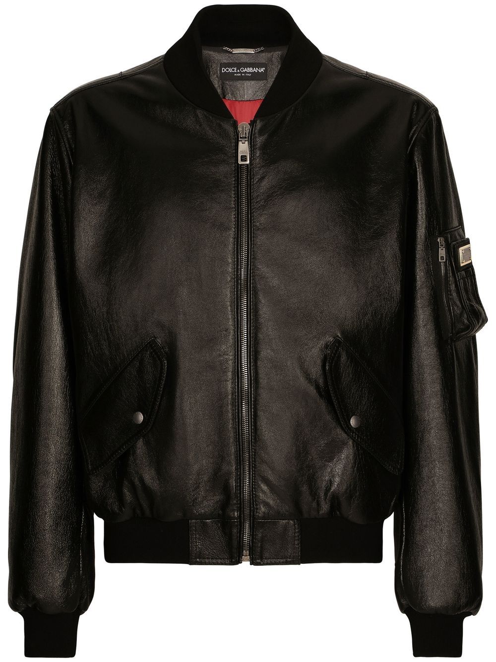 Leather bomber jacket - Black