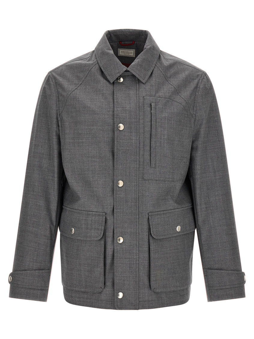 Grey Shirt Collar Jacket