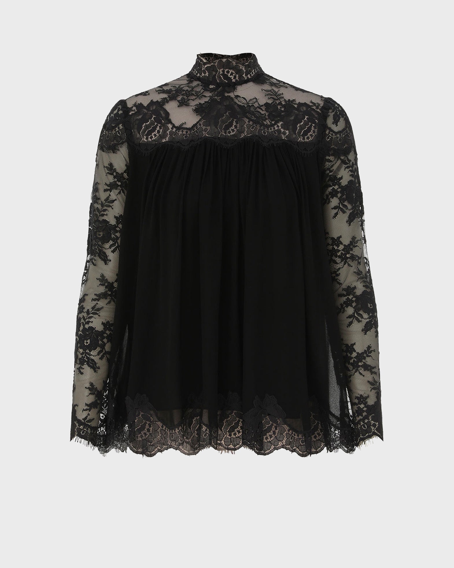 Zimmermann Hypnotic Lace Yoke Top Black