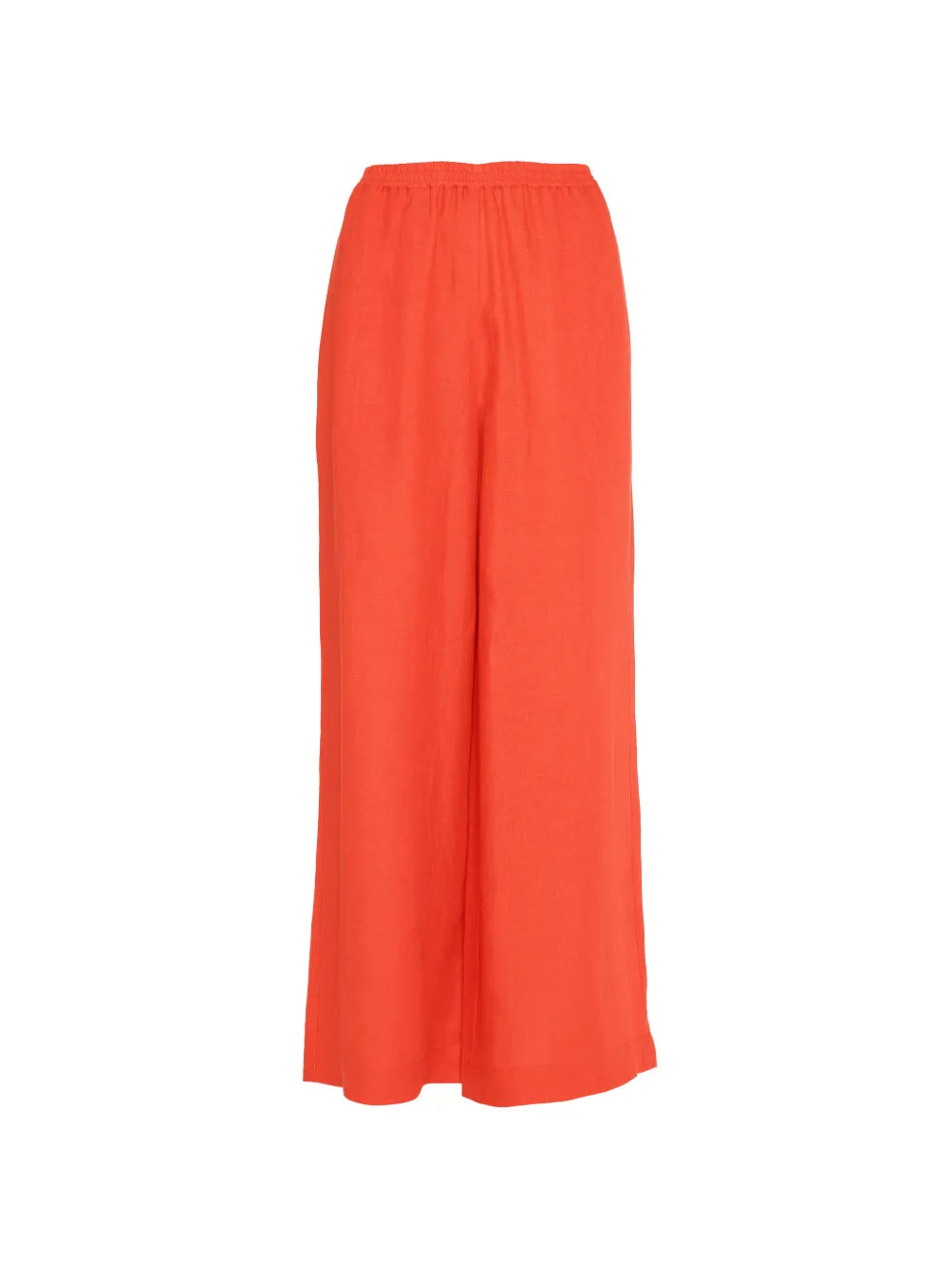 Elasticated-Waist Linen Trousers — Orange