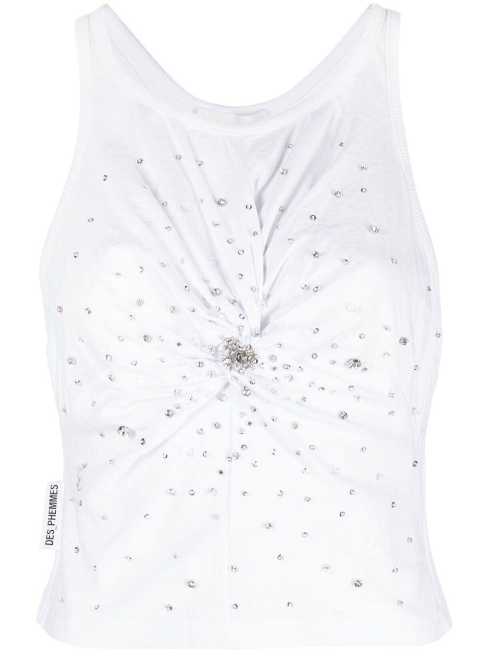 DES PHEMMES crystal-embellished tank top - White