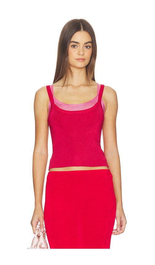 Kate Barton Kb Layered Tank Top in Red,Fuchsia. L. Also in M
