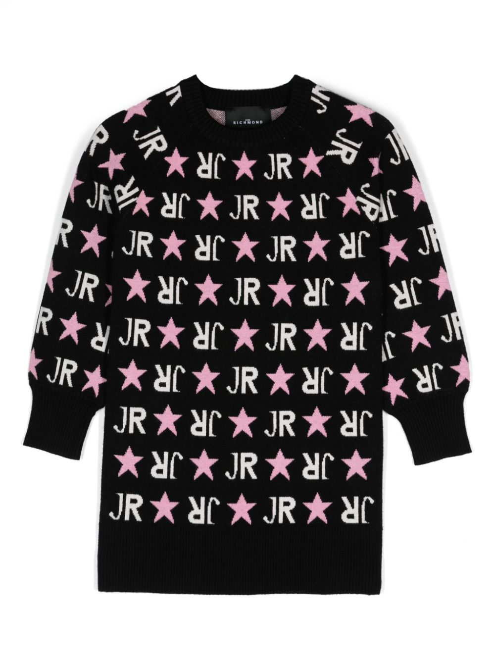 Intarsia-logo dress - Black