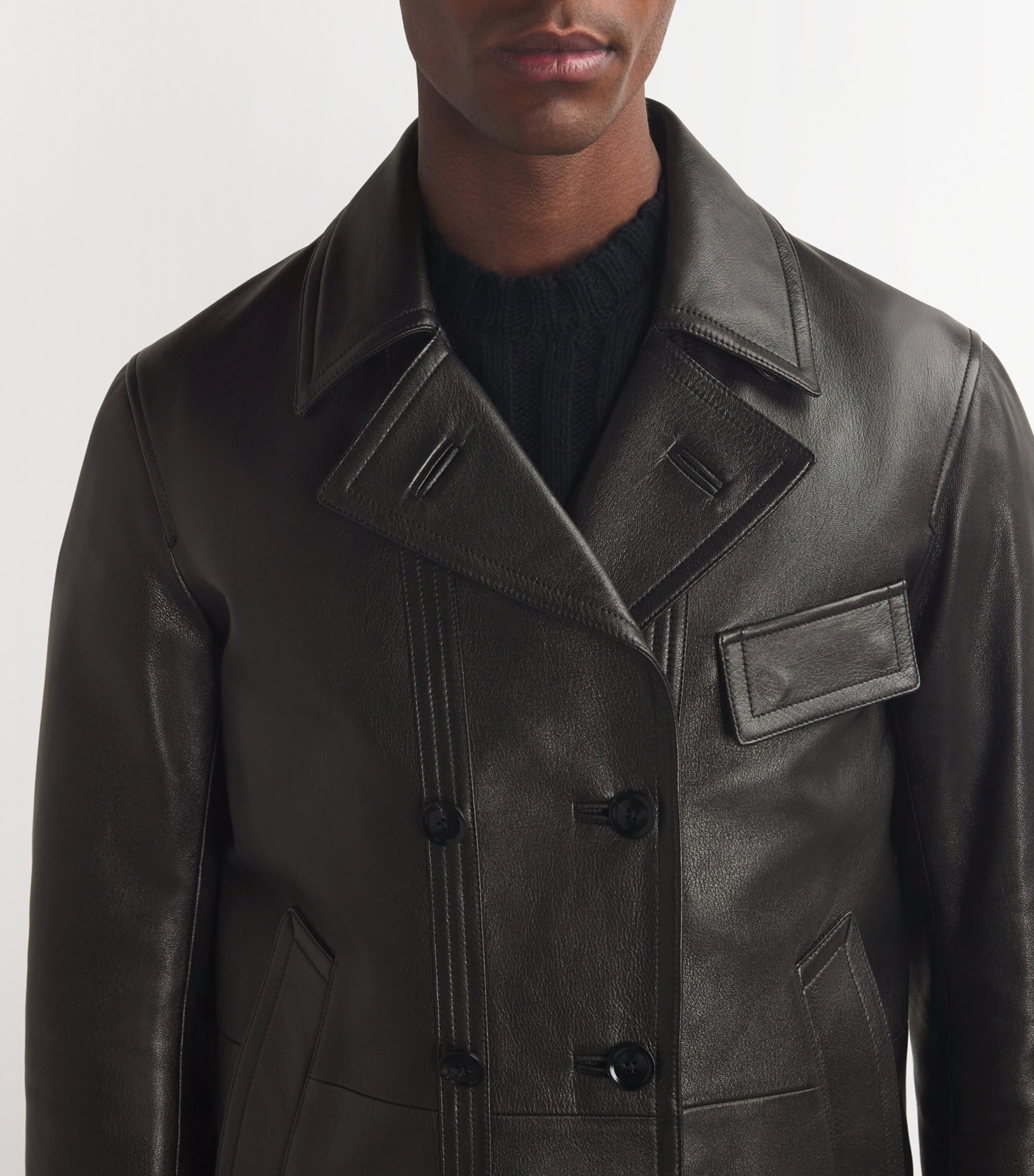 Leather Pea Coat