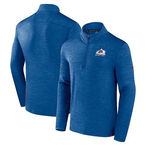 Men's Fanatics Heather Royal Colorado Avalanche Authentic Pro Quarter-Zip Pullover Top