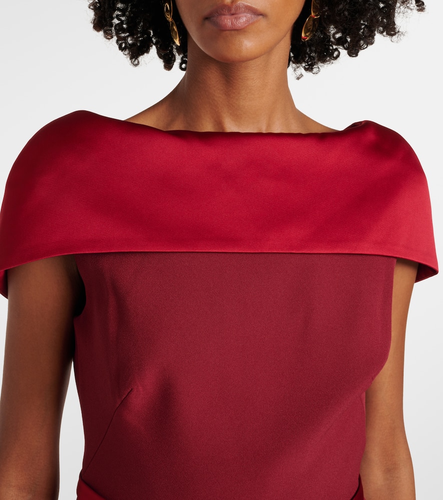 Rella draped peplum heavy crêpe midi dress