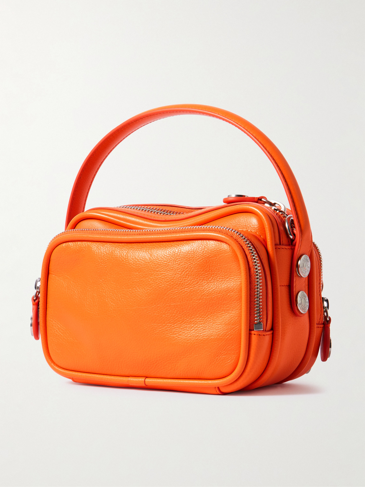 Embellished Textured-leather Shoulder Bag - Orange