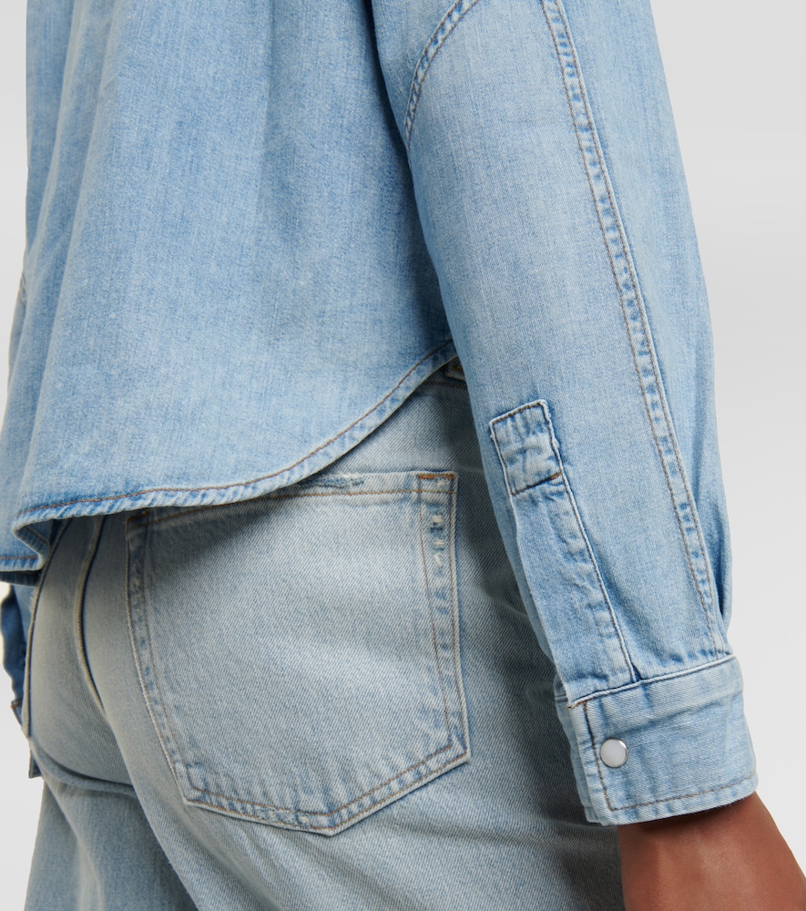 Cropped cotton denim shirt