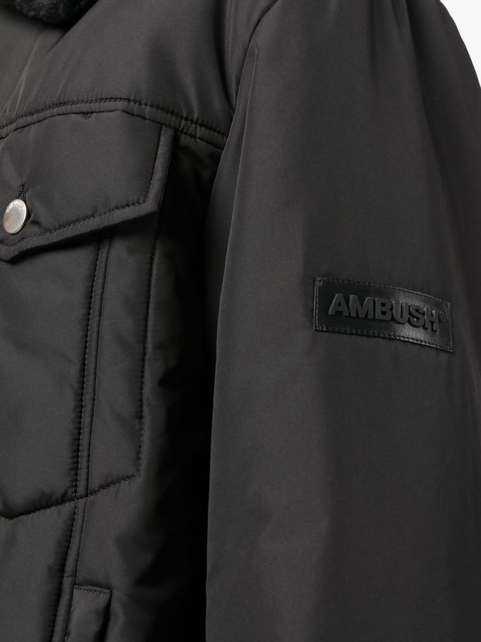 Logo-embossed padded short jacket