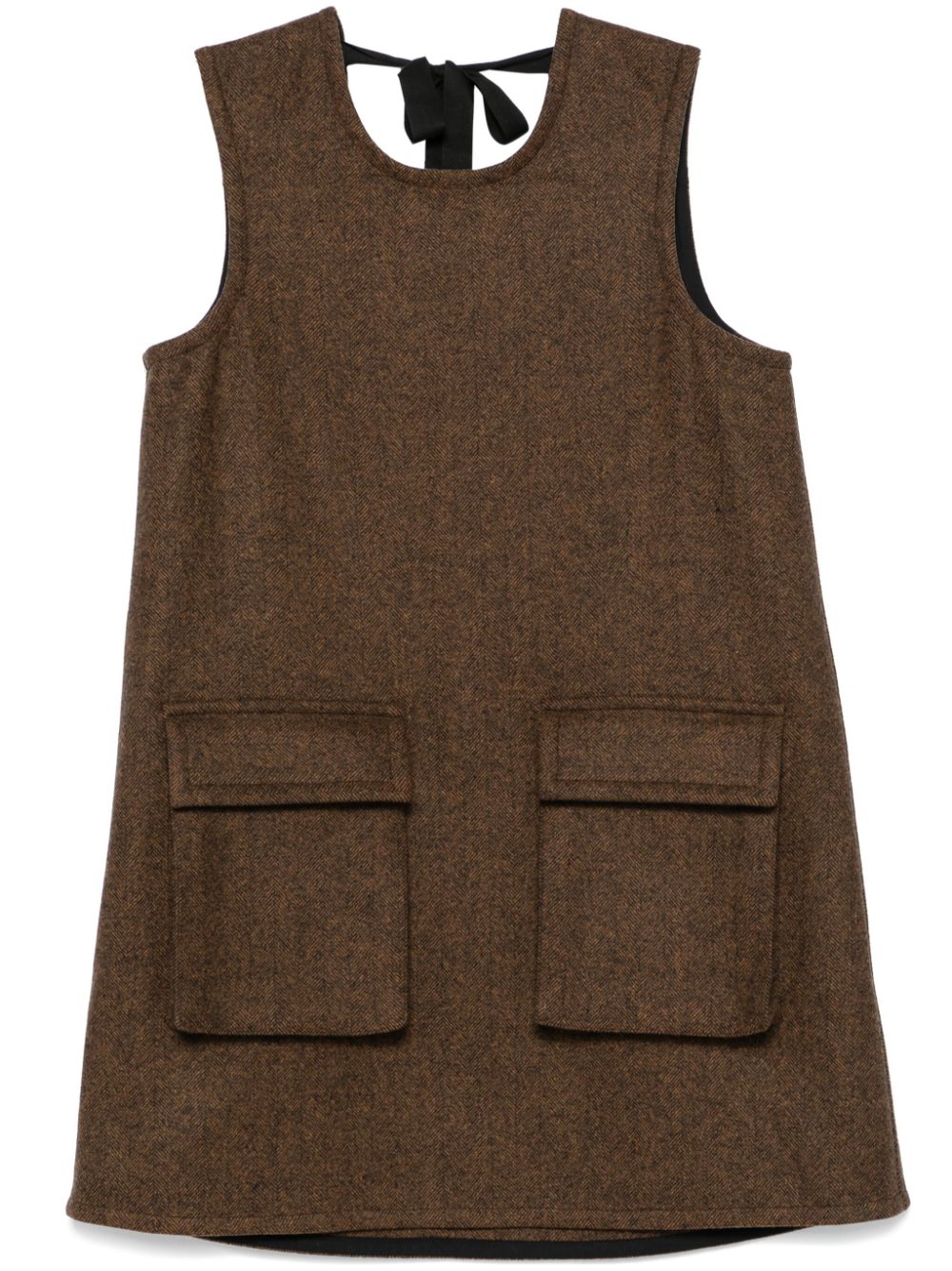 Herringbone mini dress - Brown