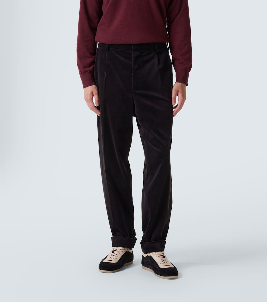 Cotton-blend corduroy straight pants