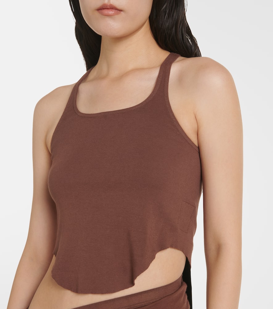 Cropped cotton jersey tank top