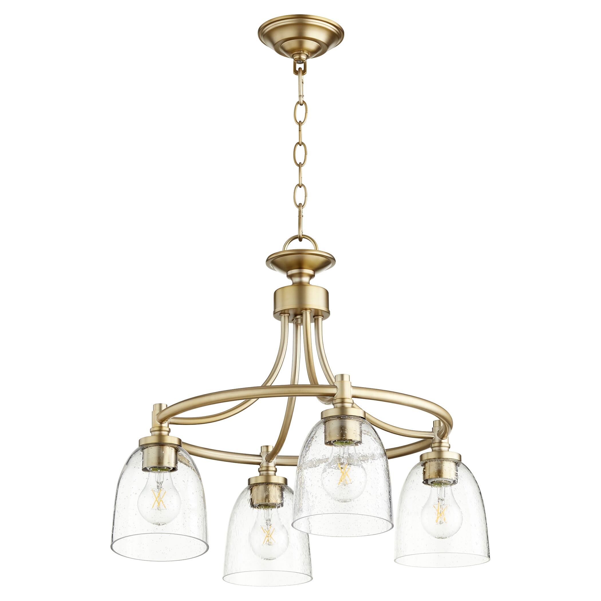 Quorum Rossington 4-Light 18" Dinette & Breakfast Chandelier in Aged Brass with