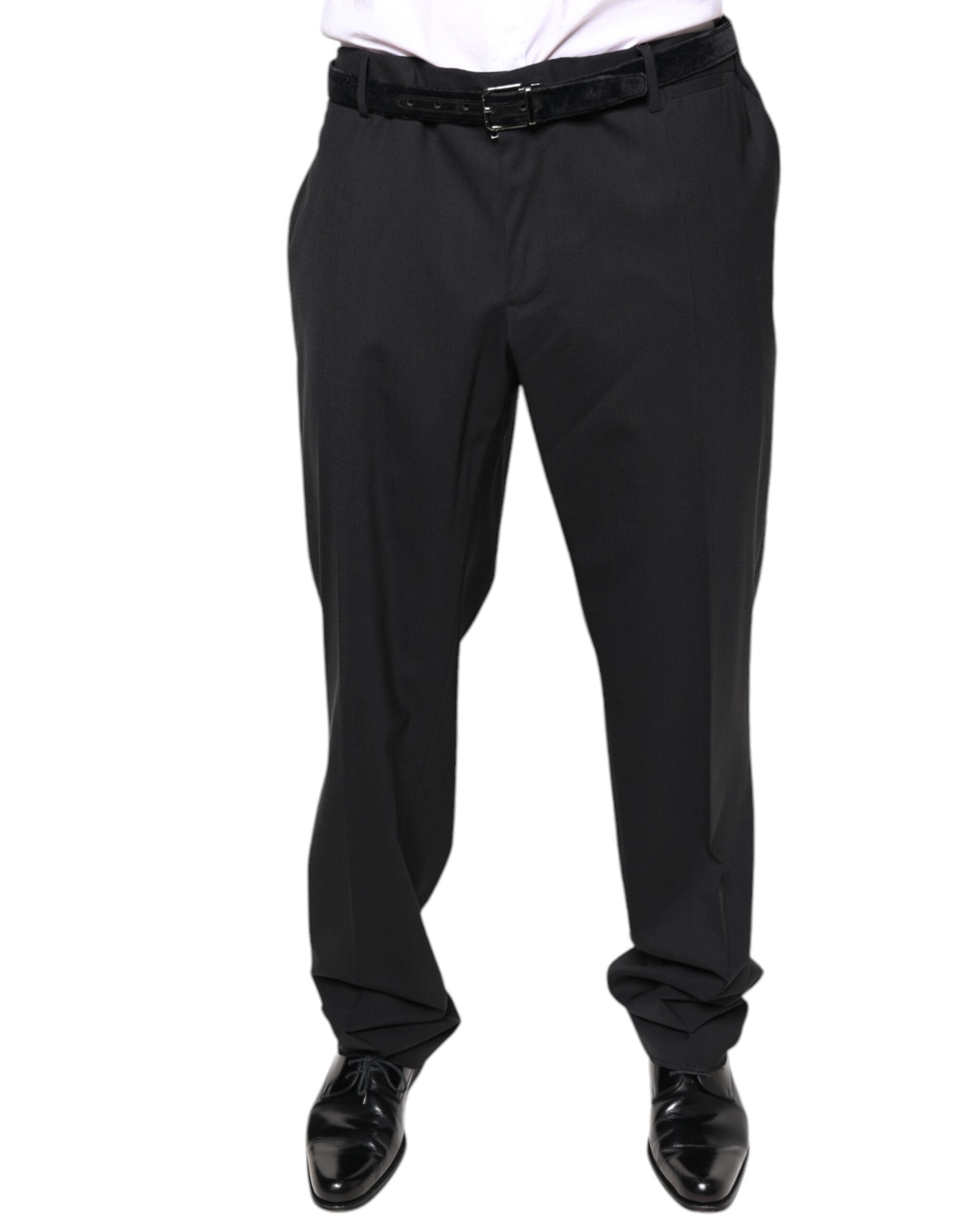 Virgin Wool Blend Trousers — Black