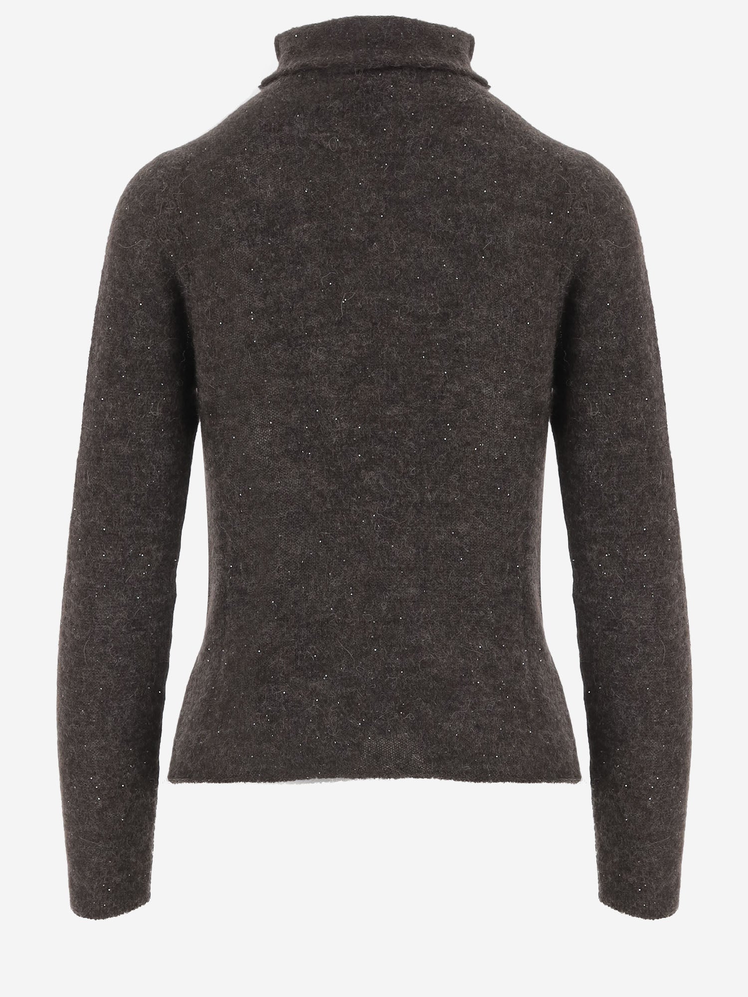 Alpaca and Wool Blend Turtleneck Sweater — Brown