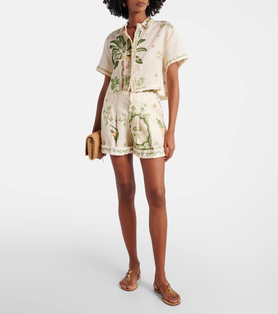 Rommy floral linen Bermuda shorts