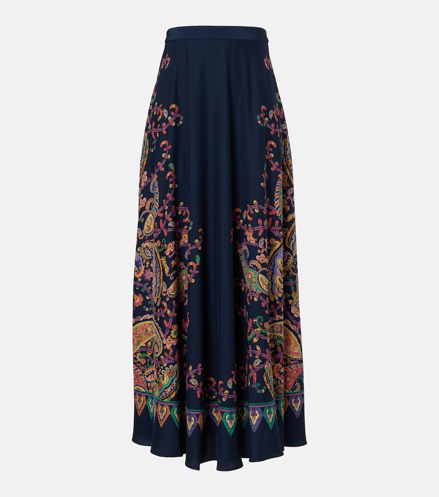 Paisley printed silk maxi skirt
