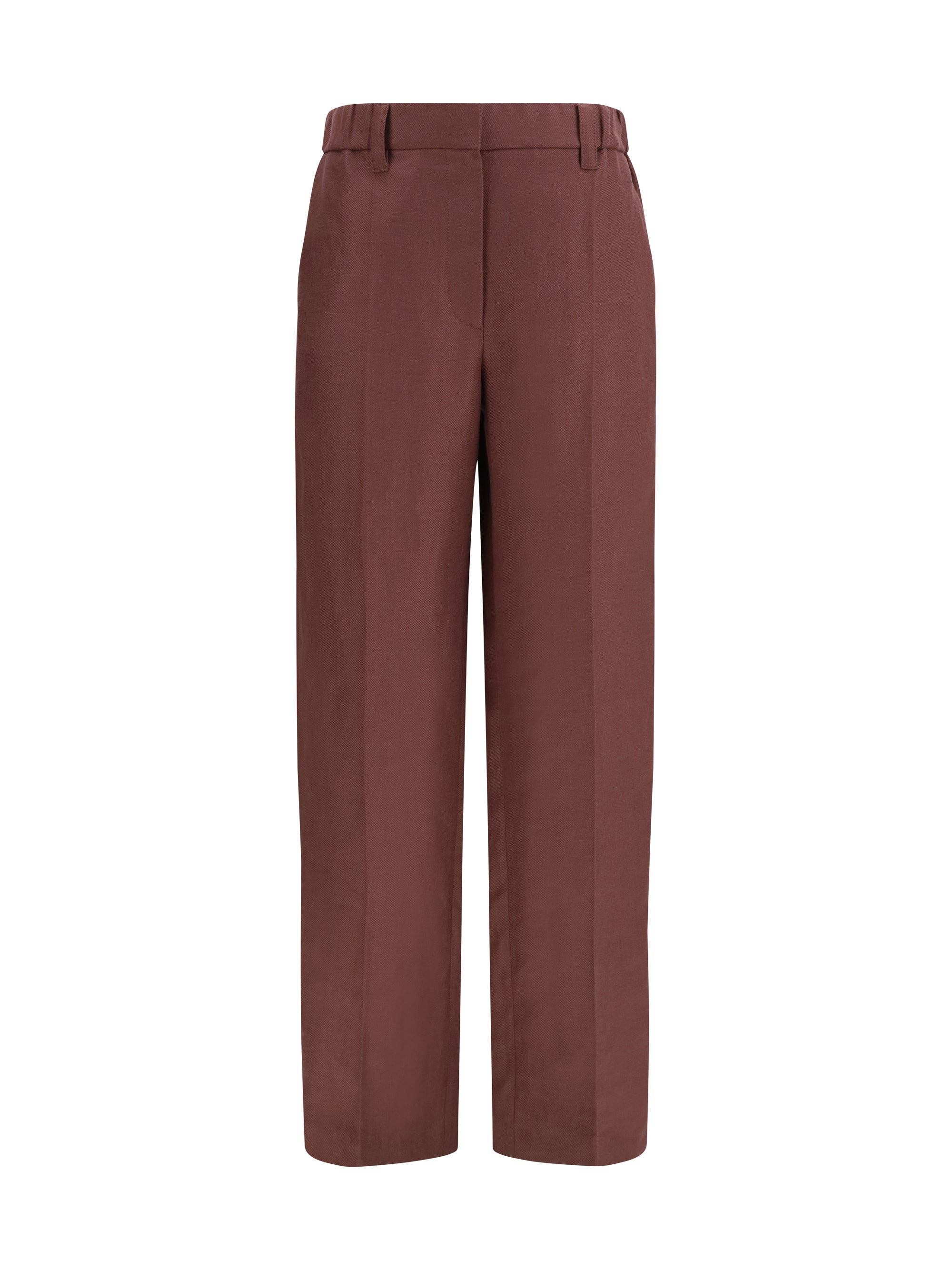 Wide-Leg Linen Trousers — Rhubarb