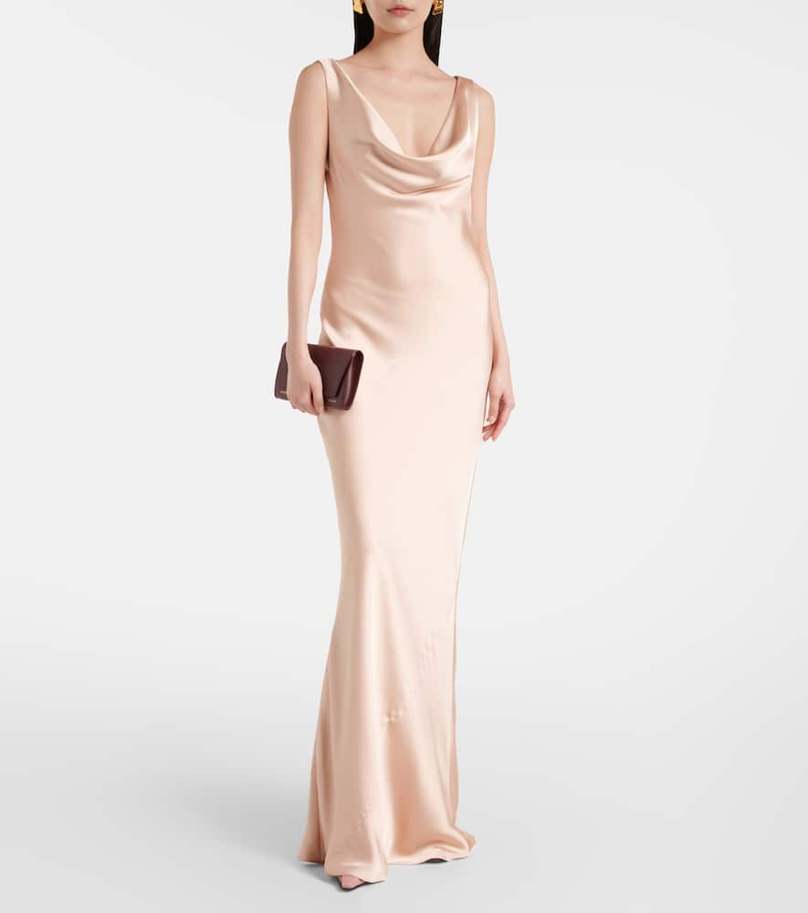 Draped satin gown