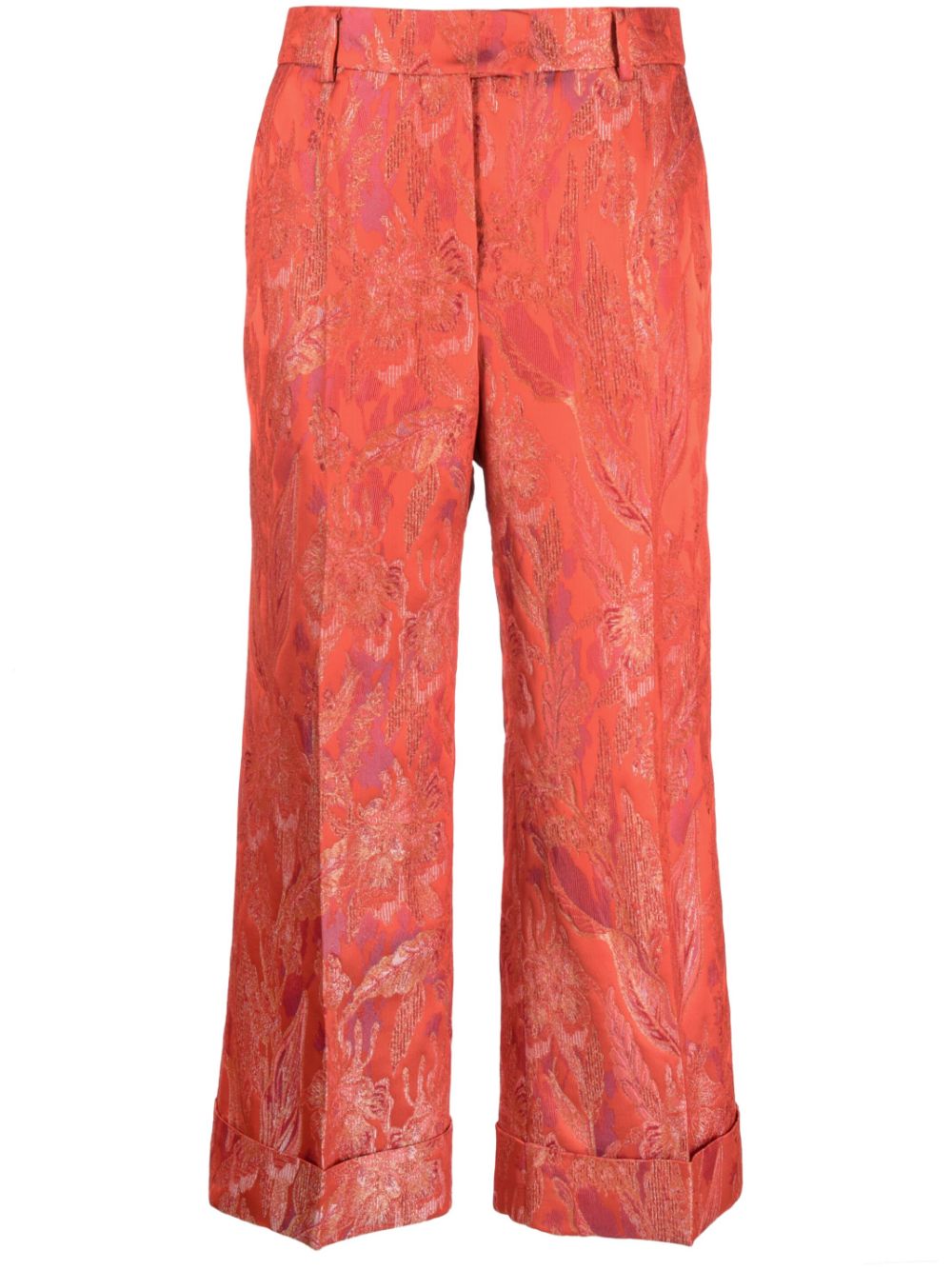 Cropped jacquard-pattern trousers - Red