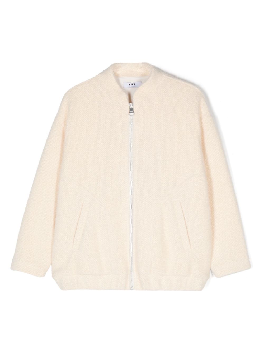 Embroidered-logo jacket - Neutrals
