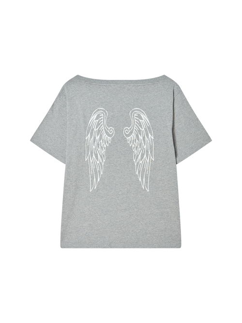 14 DENIM OFF SHOULDER TEE GREY