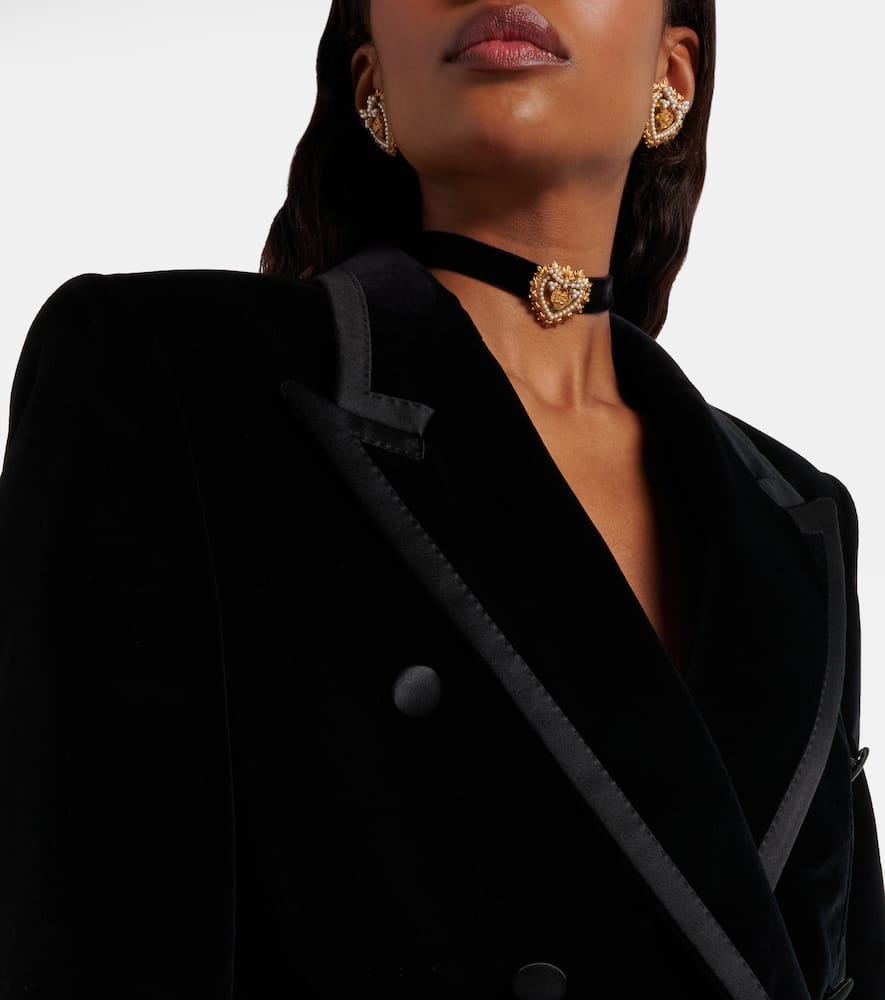 Cotton-blend velvet tuxedo jacket