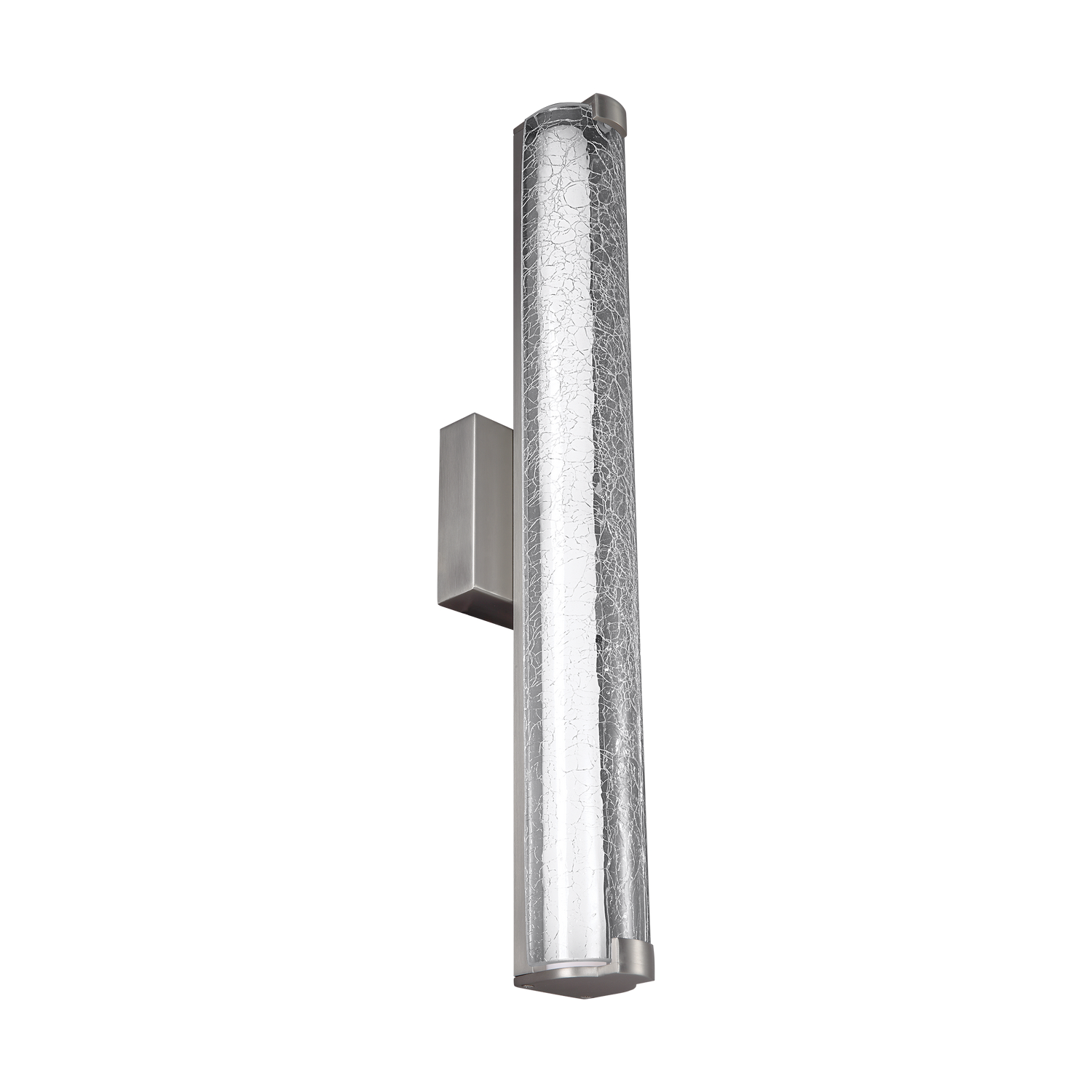 Visual Comfort Studio Cutler LED Bathroom Vanity Light in Satin Nickel with Crackle Gla