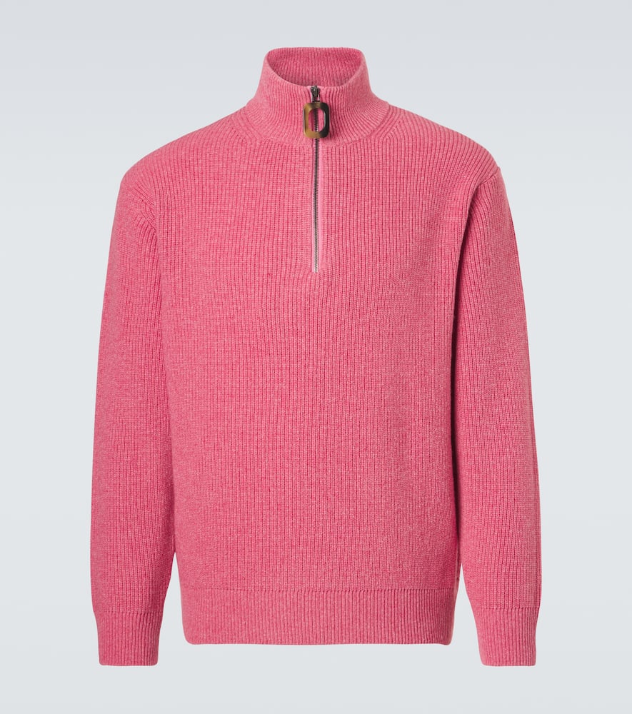 Wool and cotton half-zip sweater