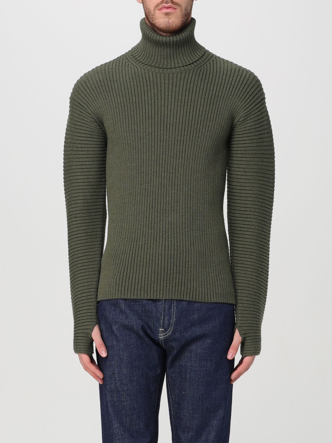 Roll-neck ribbed-knit jumper - Green