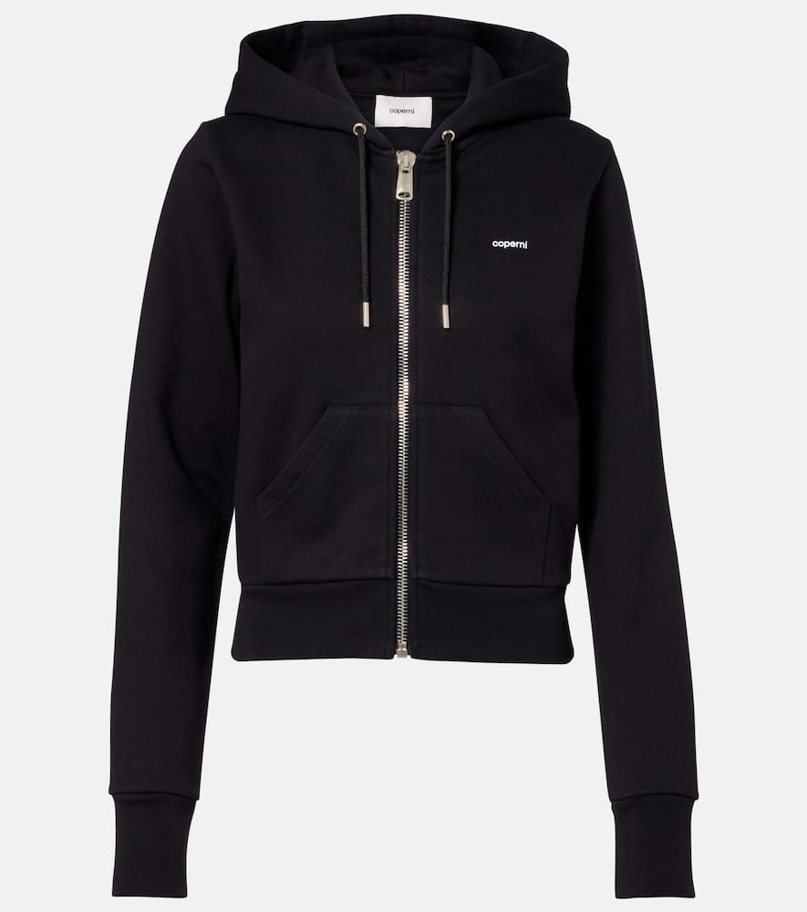 Cotton-blend jersey zip-up hoodie