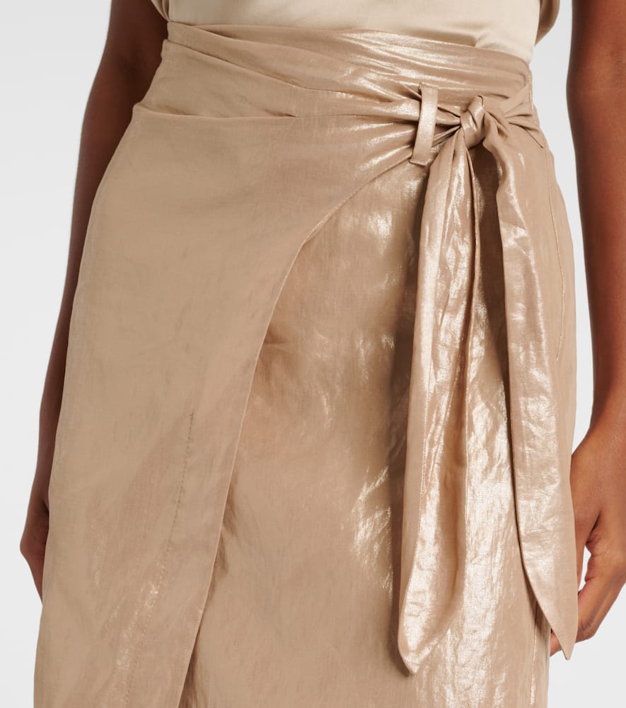Coated cotton wrap skirt